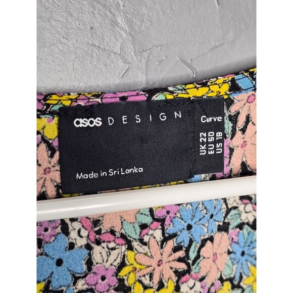 ASOS Design Curve Pink Floral Maxi-Dress V-neck size 18 - Picture 5 of 12